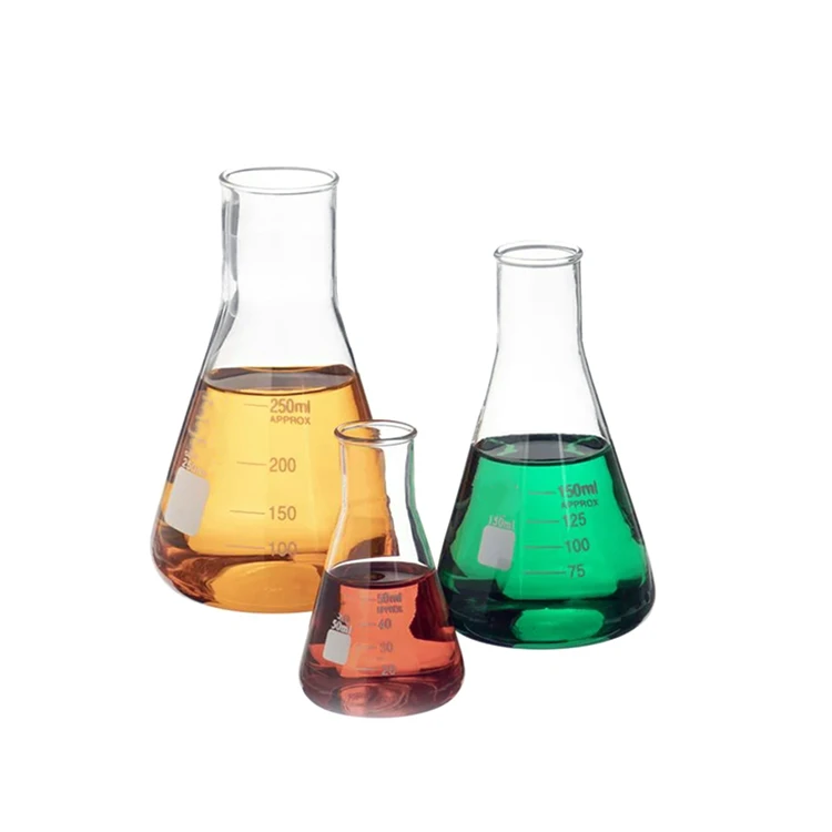 Wide Neck Glass Conical Flask Erlenmeyer Flask With Graduation